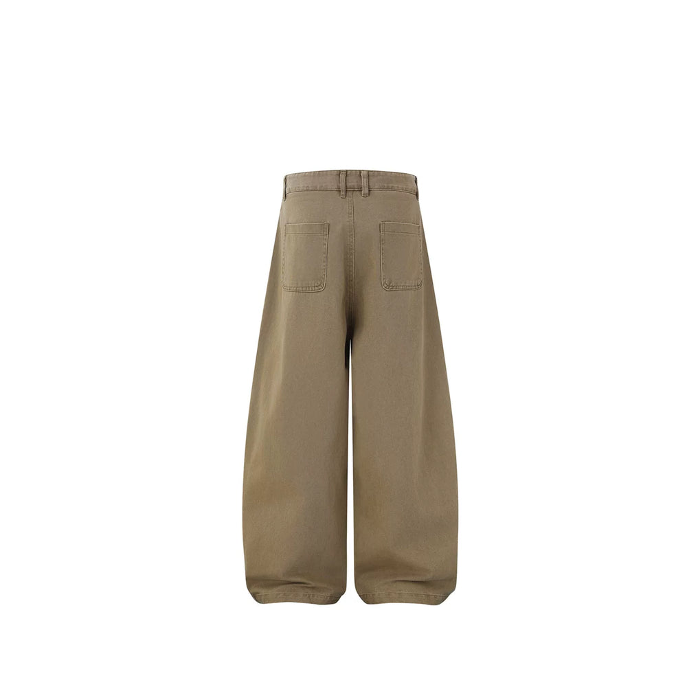 GcBrand Lab AW25 retro basic style washed and worn workwear loose pants casual curved pants