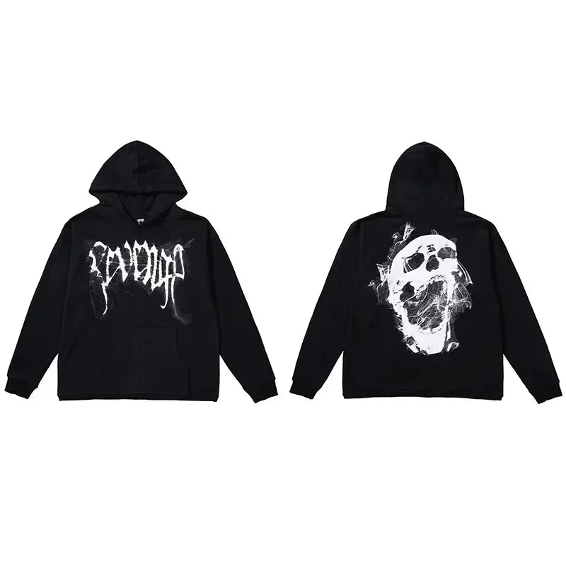 Revenge Smoke Skull Arch Logo Pullover Hoodie black