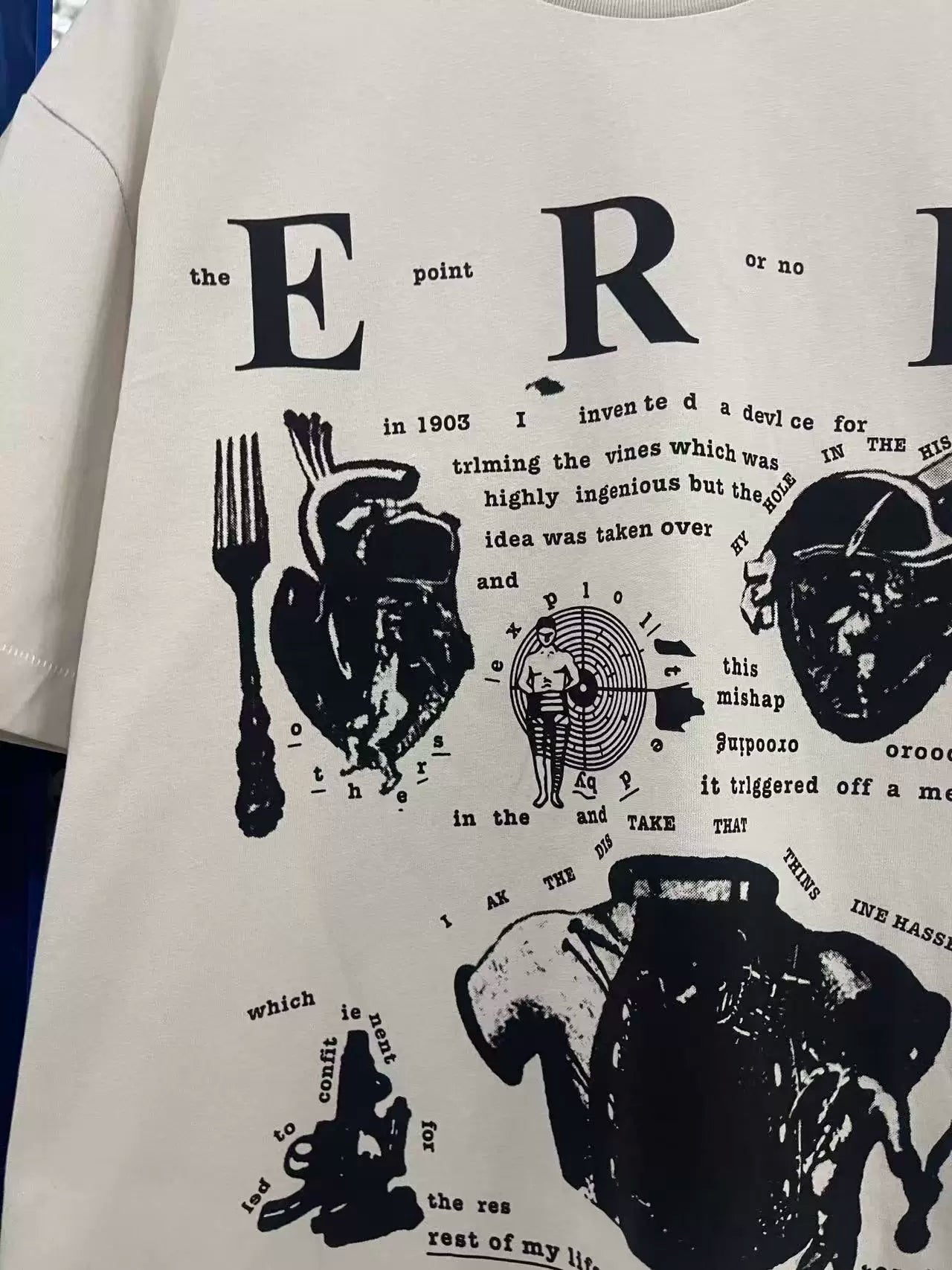 ERD Inspired Slogan Graphic Cement White Oversized Tee