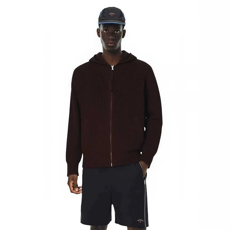 NOAH MARS American casual fashion brand autumn and winter old money style double-sided zipper knitted cardigan hooded sweater jacket
