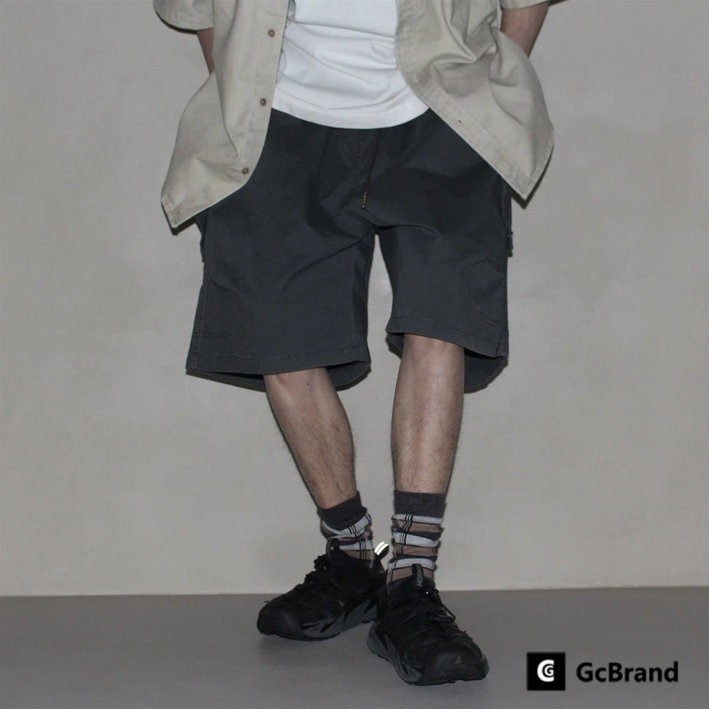 GcBrand Lab SS26 Retro Basic Washed Outdated Design Large Pocket Casual Work Shorts