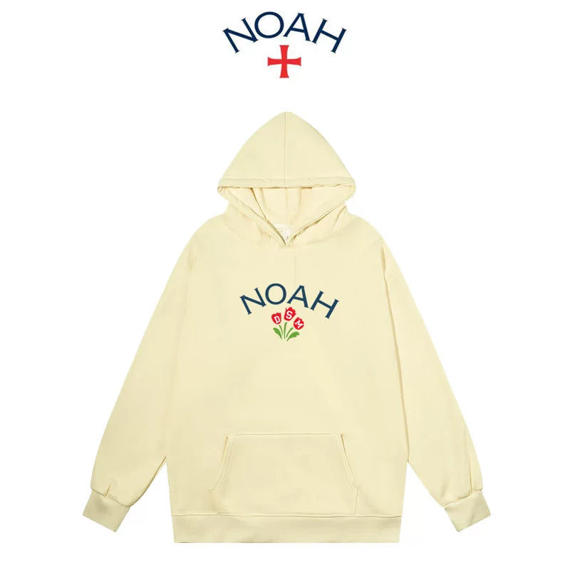 NOAH 秋冬白色连帽卫衣男美式潮牌帽衫套头加绒情侣外套