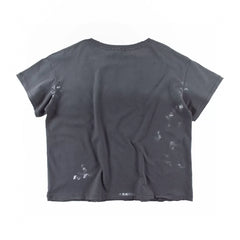 ERD Inspired Punk Slogan Distressed Washed Grey Tee