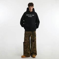 NOAH MARS American casual New York limited edition cross autumn loose men's trendy brand fleece hooded sweatshirt