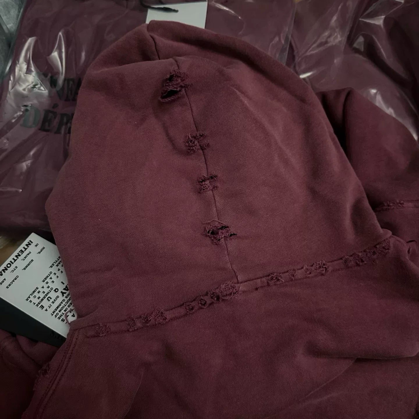 ERD's melancholic wealthy second-generation Vintage Washed Dark Red Hoodie