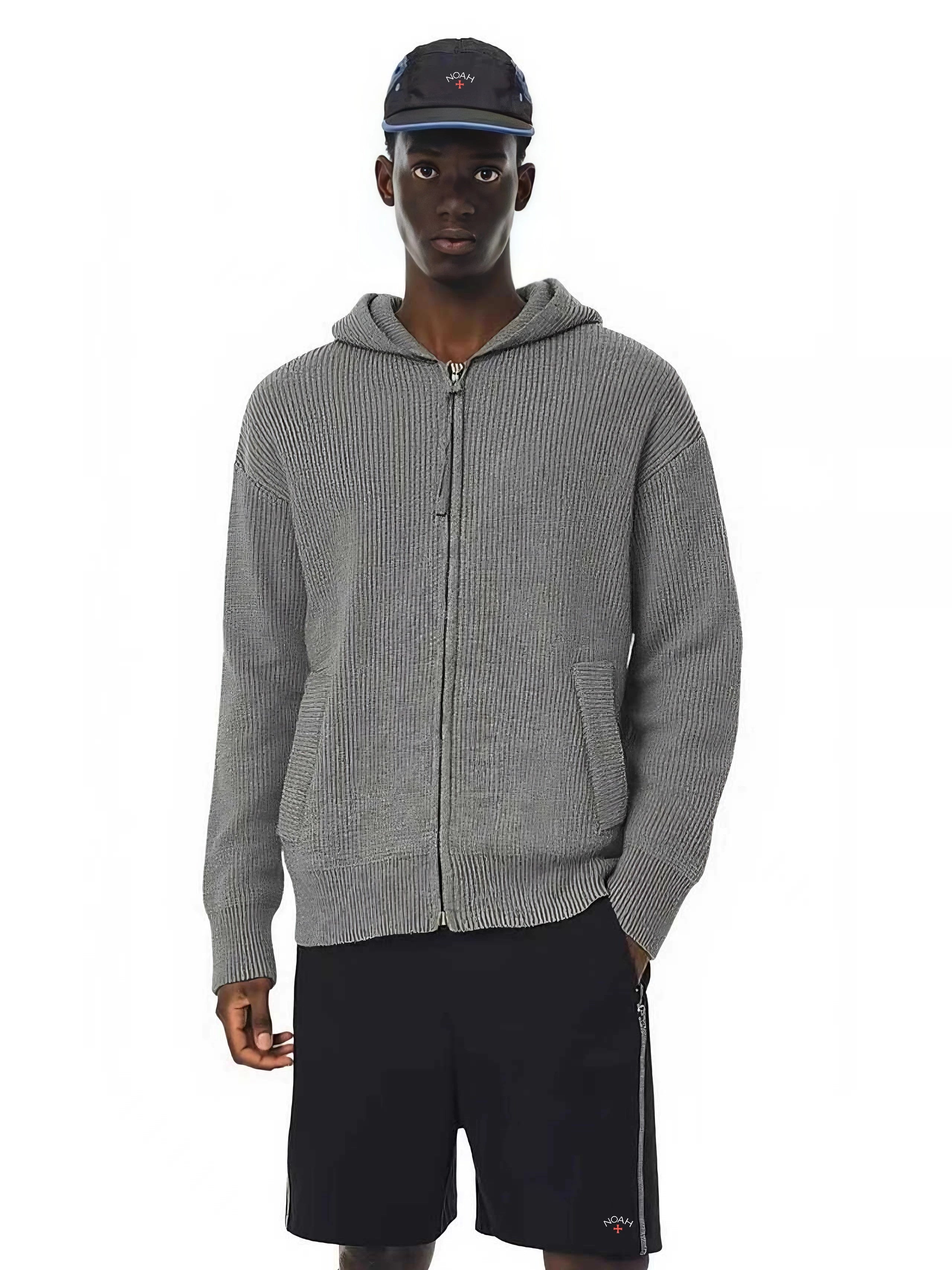 NOAH MARS American casual fashion brand autumn and winter old money style double-sided zipper knitted cardigan hooded sweater jacket