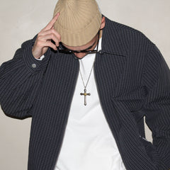 GcBrand Lab Jacket Retro Basic Japanese Simple Casual Collar Jacket Checkered Coat Trendy