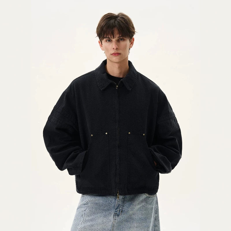 NOAH MARS American casual retro old money style 15 ounce bead canvas washed workwear jacket short jacket