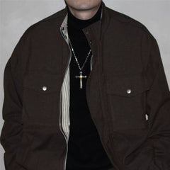 GcBrand Lab Jacket SS26 Retro themed elements, large pocket design, stand up collar jacket jacket jacket