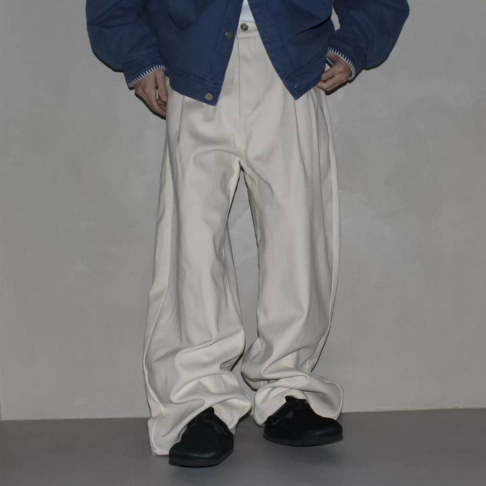 GcBrand Lab AW25 复古主题元素 美式休闲宽松直筒老钱风毛呢长裤