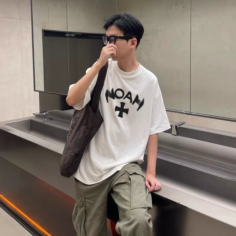 NOAH 2024 New Phantom Cross Trendy Brand American Summer Cotton Loose Men and Women Couple Short sleeved T-shirt