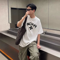 NOAH 2024 New Phantom Cross Trendy Brand American Summer Cotton Loose Men and Women Couple Short sleeved T-shirt