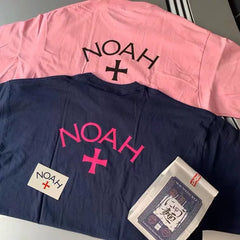 NOAH BWCJ前后大小十字架圆领男士美式街头潮牌情侣纯棉短袖T恤男