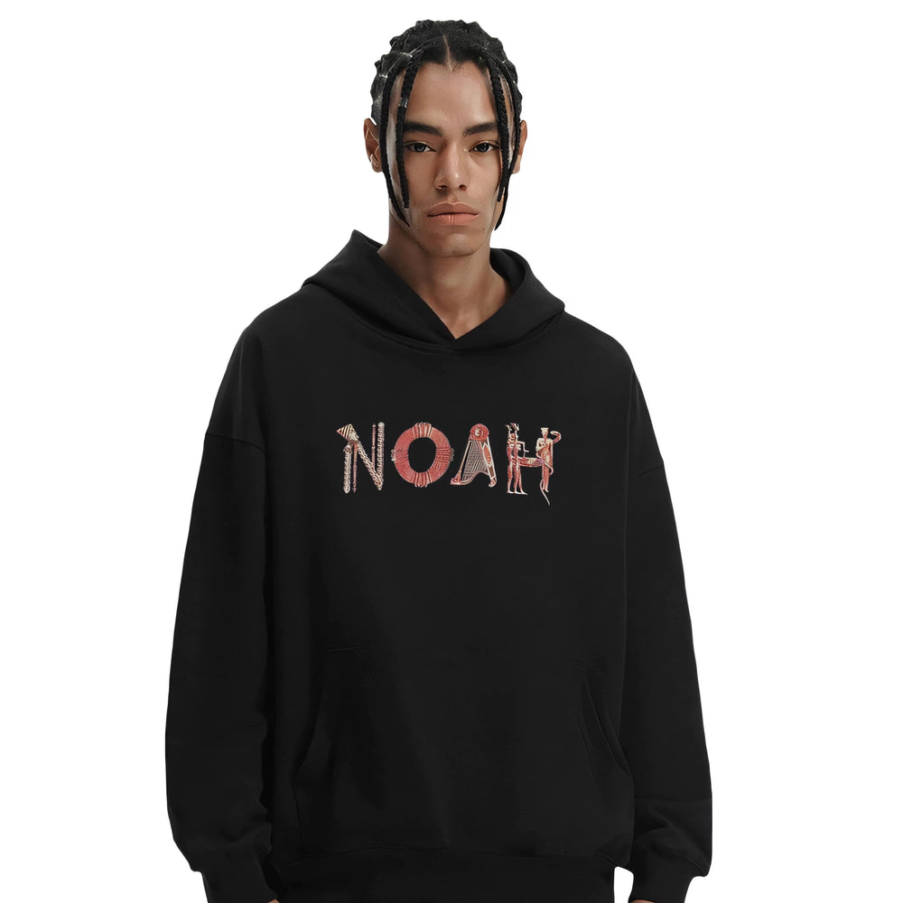 NOAH MARS niche trendy brand Egyptian pharaoh design sense American casual velvet thread splicing hooded sweatshirt
