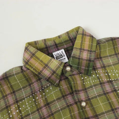 Vale Valley Retro Plaid Rhinestone Long Sleeve Shirt