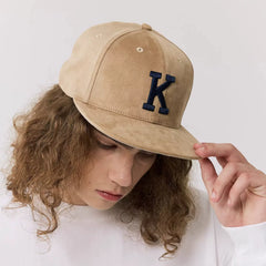 KITH suede hip-hop flat brimmed hat, big head circumference, embroidered high top skateboard hat for men and women, non adjustable flat brim hat