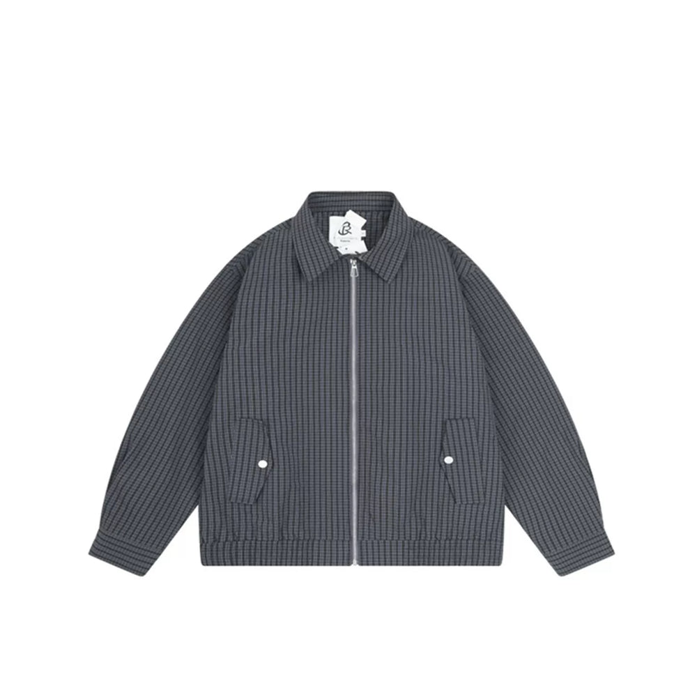 GcBrand Lab Jacket Retro Basic Japanese Simple Casual Collar Jacket Checkered Coat Trendy