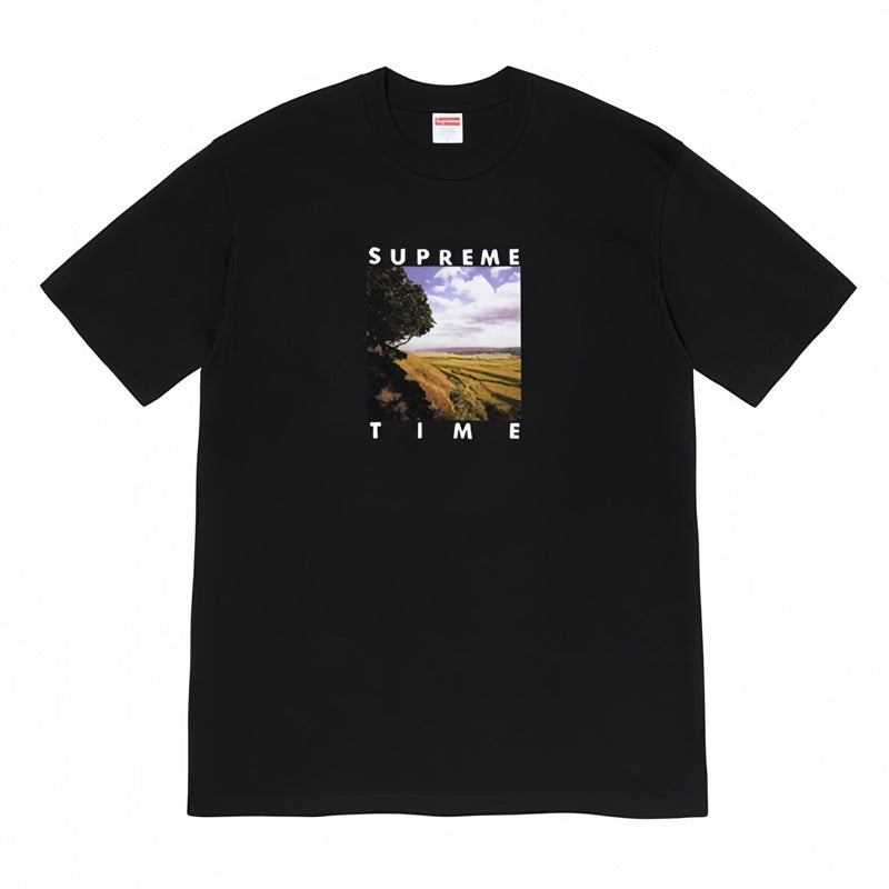 Supreme "Time" Landscape Graphic 240g Cotton Streetwear Tee