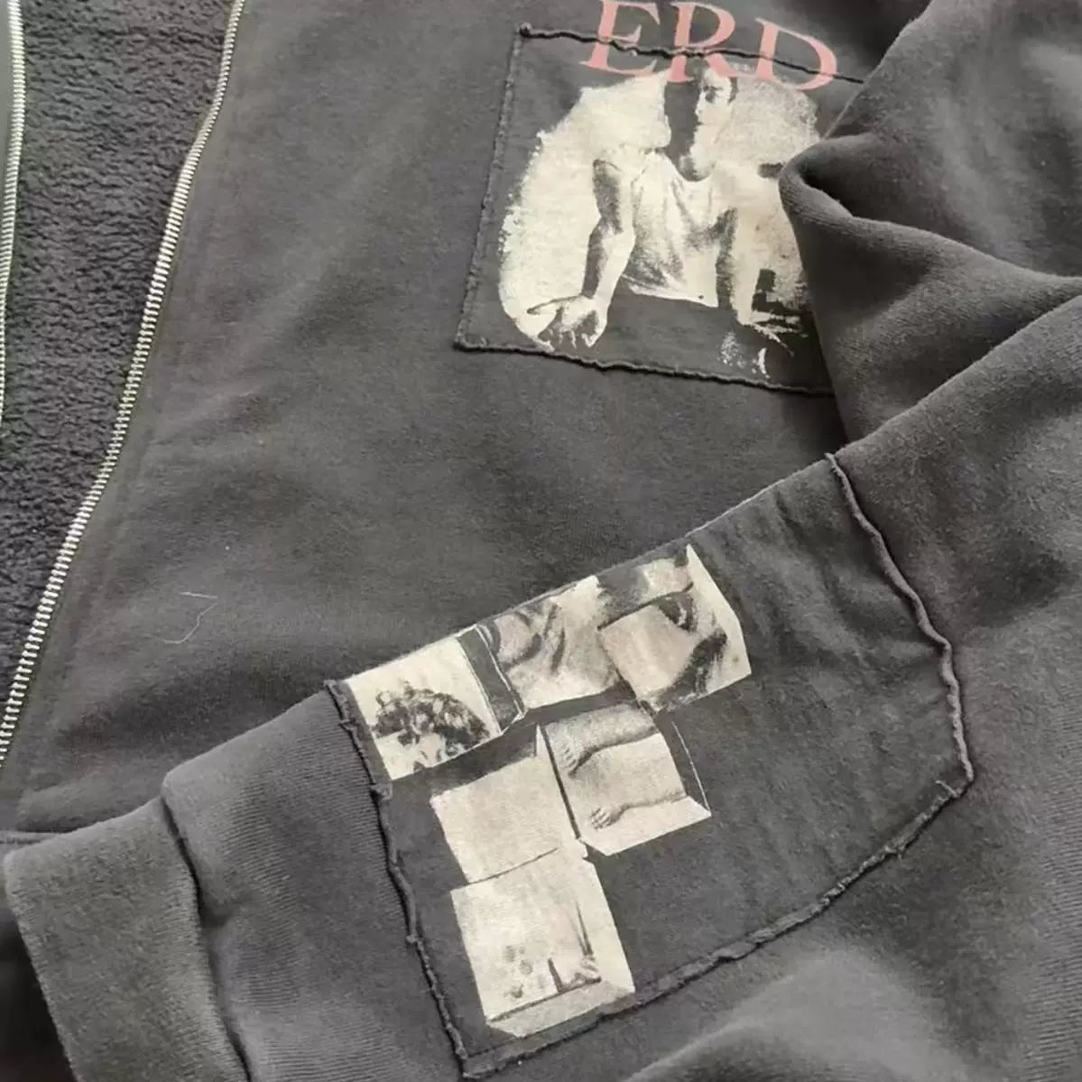 ERD Vintage Washed Black Oversized Zip Up Hoodie