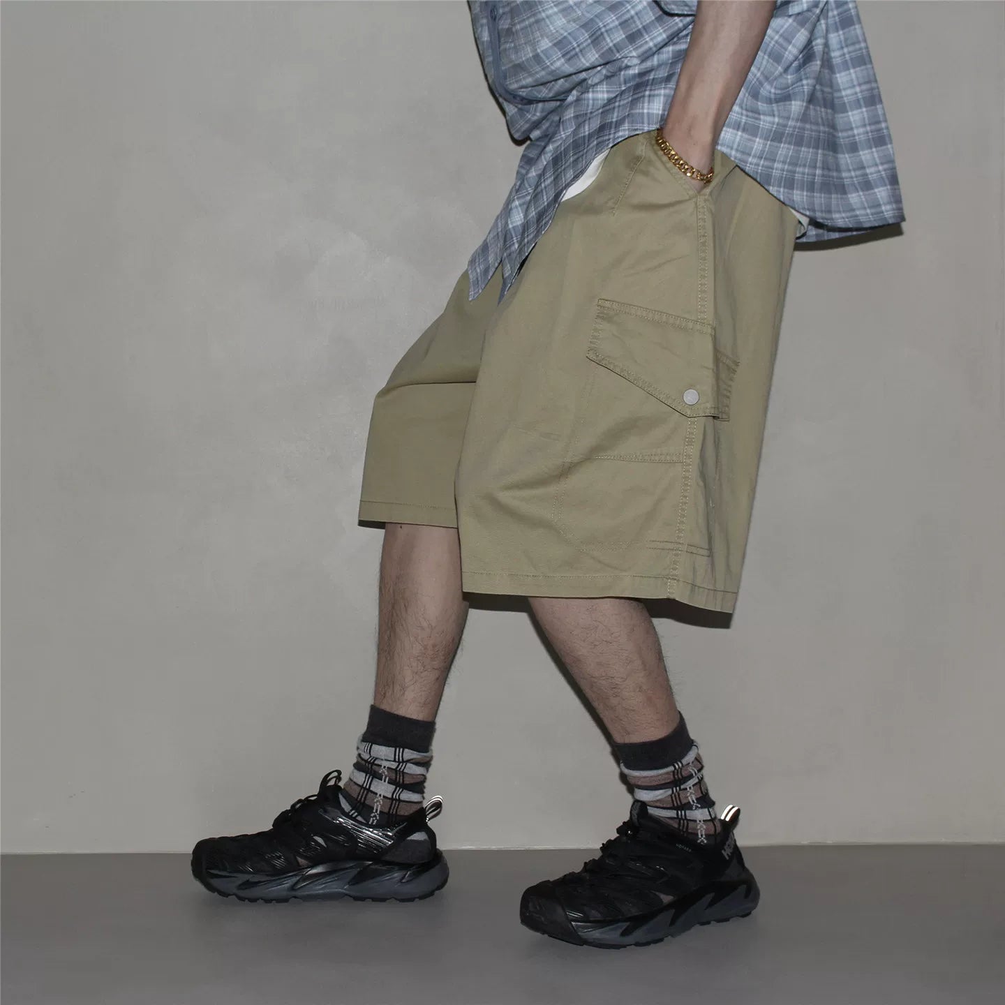 GcBrand Lab SS26 Retro Basic Washed Outdated Design Large Pocket Casual Work Shorts