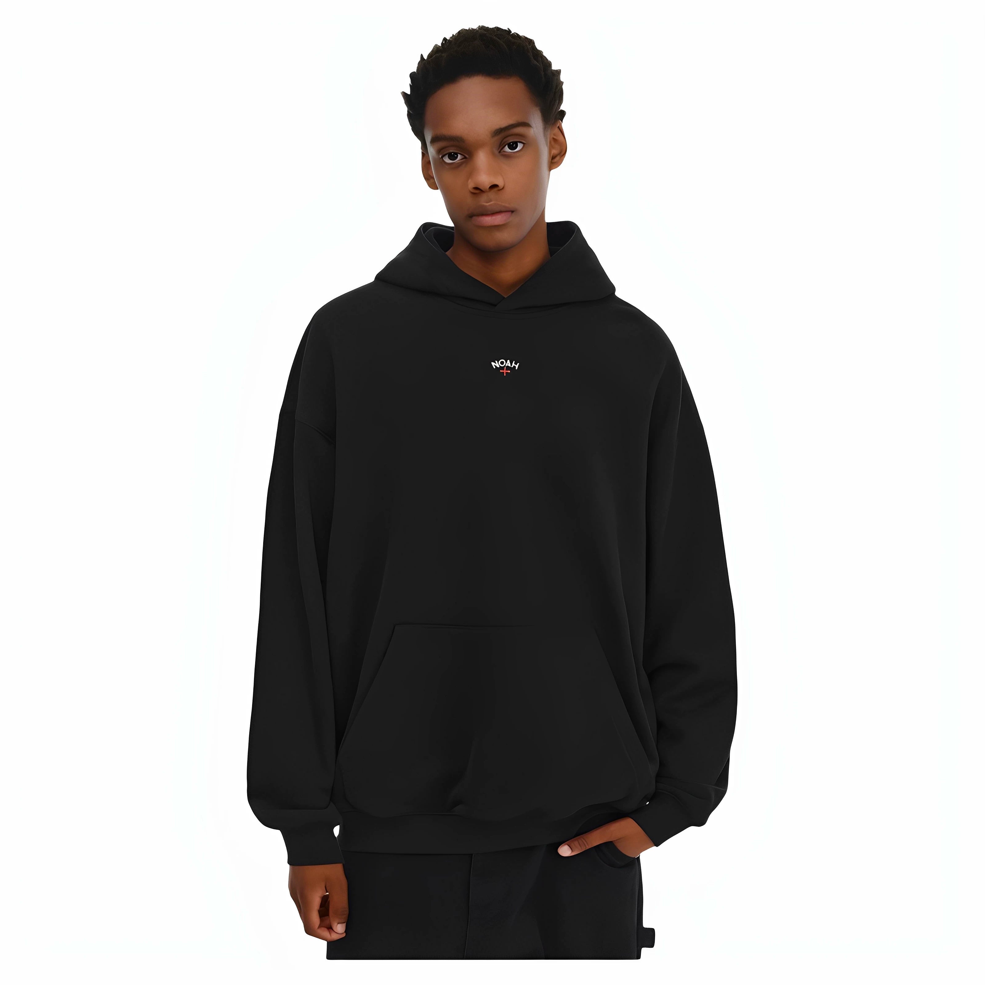 NOAH MARS niche trendy brand chest badge embroidered cross American casual loose men's hooded sweatshirt