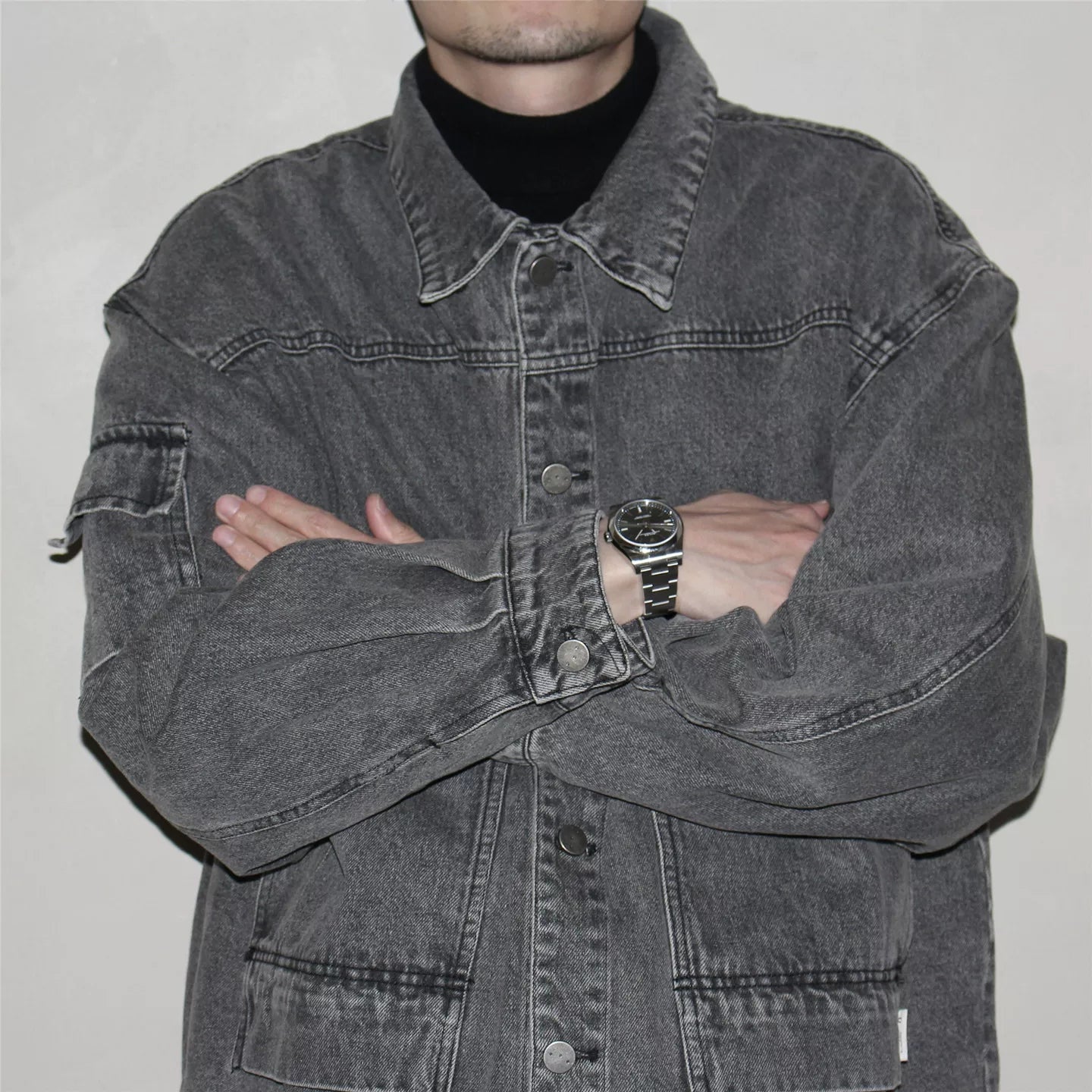GcBrand Lab Denim Jacket 日系复古水洗做旧多口袋夹克 牛仔外套