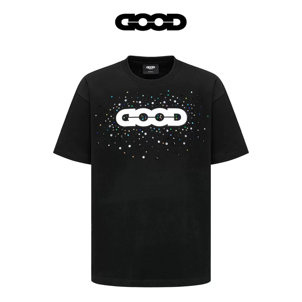 GOODBRAND Summer Gemstone Luxury Light Luxury Men's and Women's T-Shirts Heavy Weight Cotton Short Sleeve Hot Diamond Couple's Top
