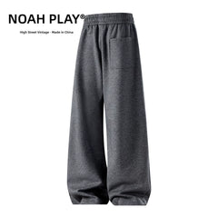 NOAH PLAY Summer Retro Wide Leg Health Pants for Men, Thin, Loose, Straight Tube, Sagging Texture, Casual Sports Pants