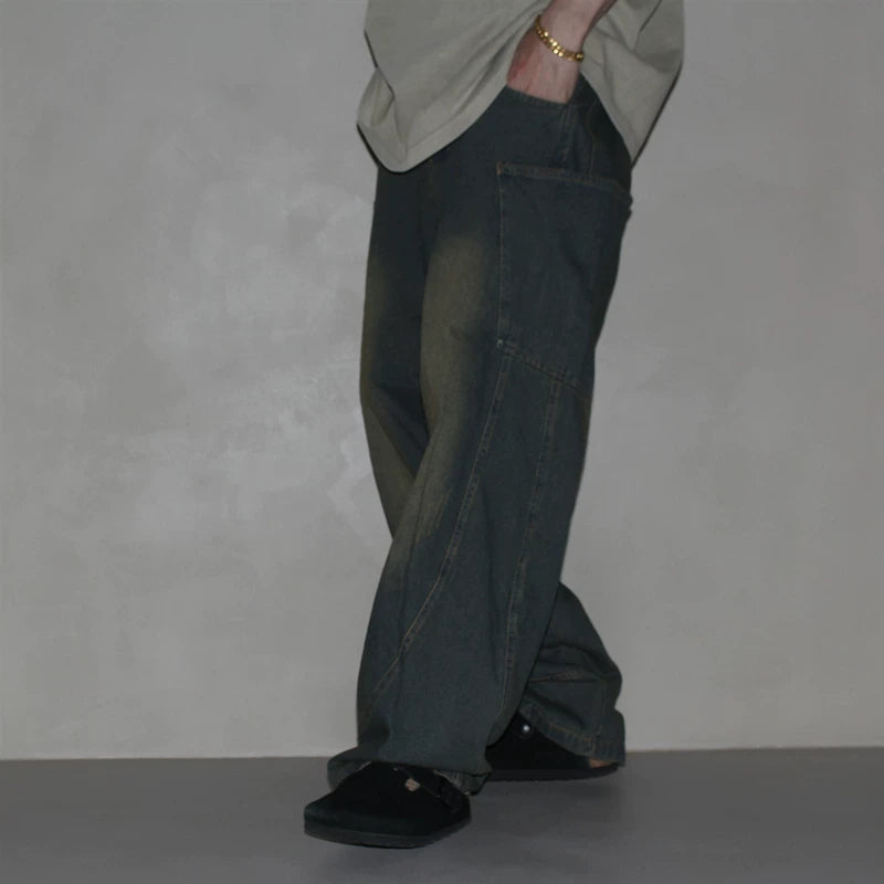 GcBrand Lab SS25 basic washed distressed design curved denim jeans
