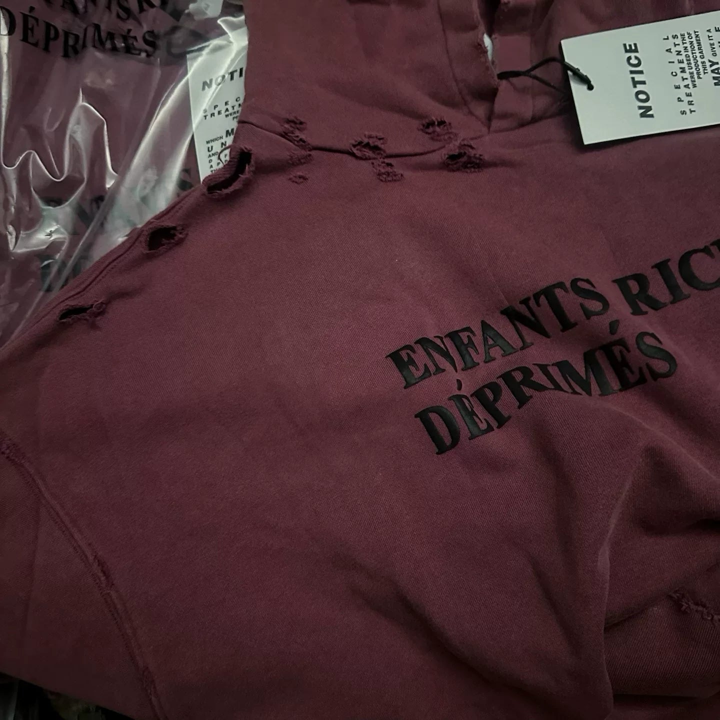 ERD's melancholic wealthy second-generation Vintage Washed Dark Red Hoodie