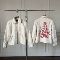 ERD Premium Embroidered Split Cowhide Leather Biker Jacket