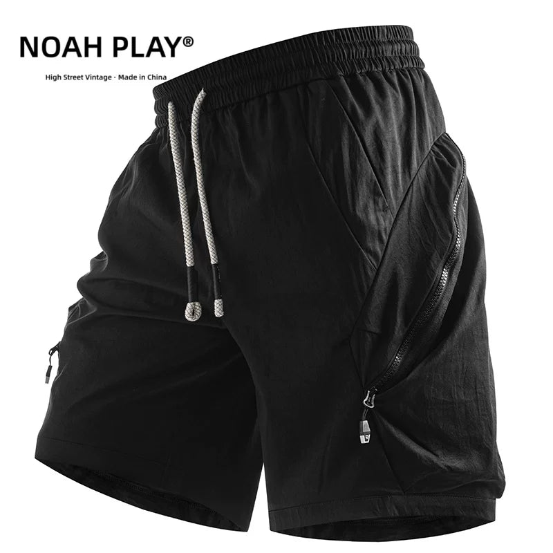 NOAH PLAY functional ice silk shorts for men in summer, thin, quick drying, loose fit, oversized casual workwear, cropped pants