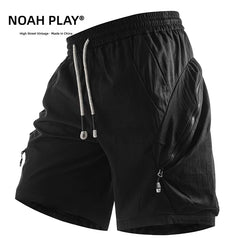 NOAH PLAY functional ice silk shorts for men in summer, thin, quick drying, loose fit, oversized casual workwear, cropped pants