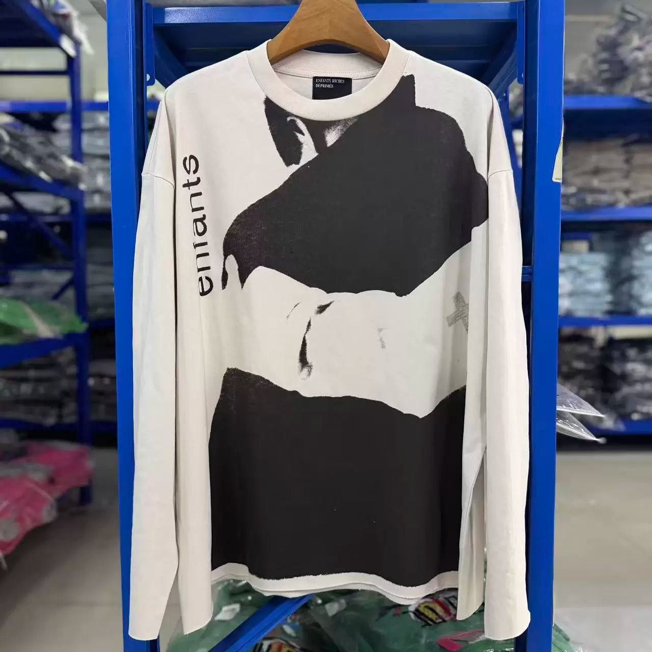 ERD Streetwear Graphic Print Cream Loose Long Tee