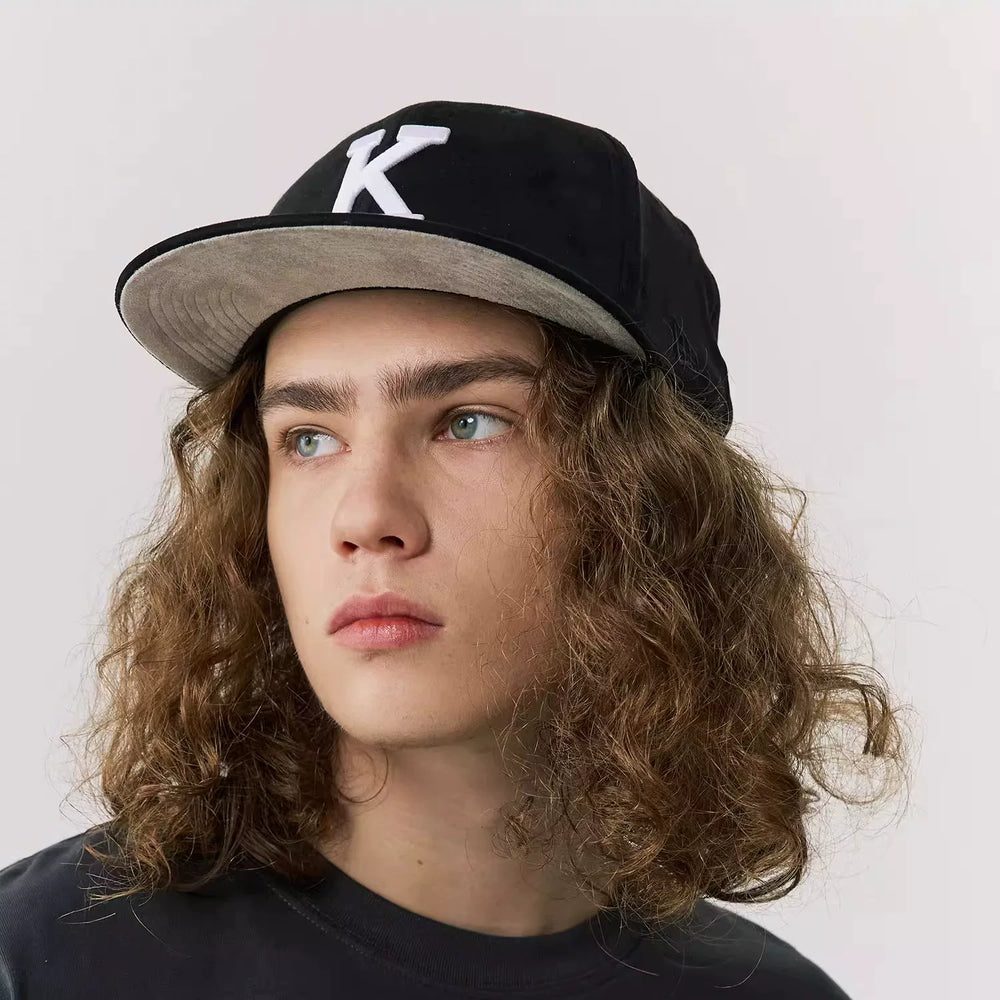KITH suede hip-hop flat brimmed hat, big head circumference, embroidered high top skateboard hat for men and women, non adjustable flat brim hat