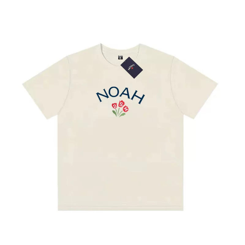 NOAH 2024 Summer New American Trendy Brand Round Neck Loose Heavy Weight Cotton Apricot Couple Short sleeved T-shirt for Men and Women