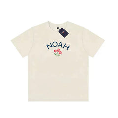 NOAH 2024 Summer New American Trendy Brand Round Neck Loose Heavy Weight Cotton Apricot Couple Short sleeved T-shirt for Men and Women