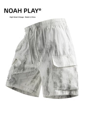 NOAH PLAY 扎染冰丝工装短裤男夏季潮牌宽松抽绳休闲街头风五分裤