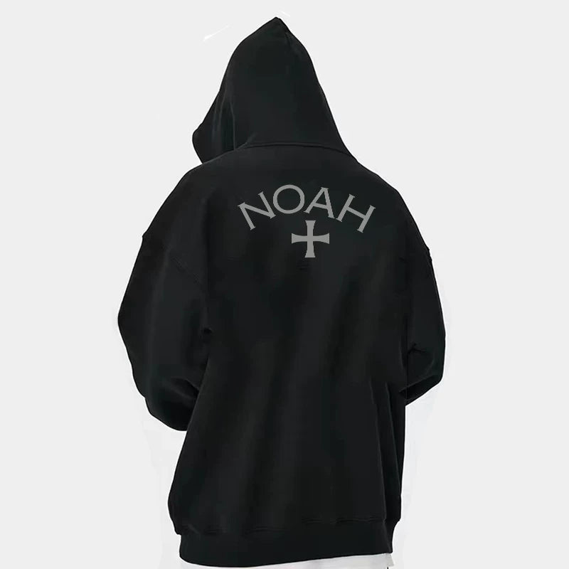 NOAH first generation black soul small logo cross autumn and winter hooded couple hoodie cardigan zipper and velvet jacket for men and women
