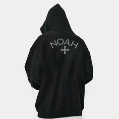 NOAH first generation black soul small logo cross autumn and winter hooded couple hoodie cardigan zipper and velvet jacket for men and women