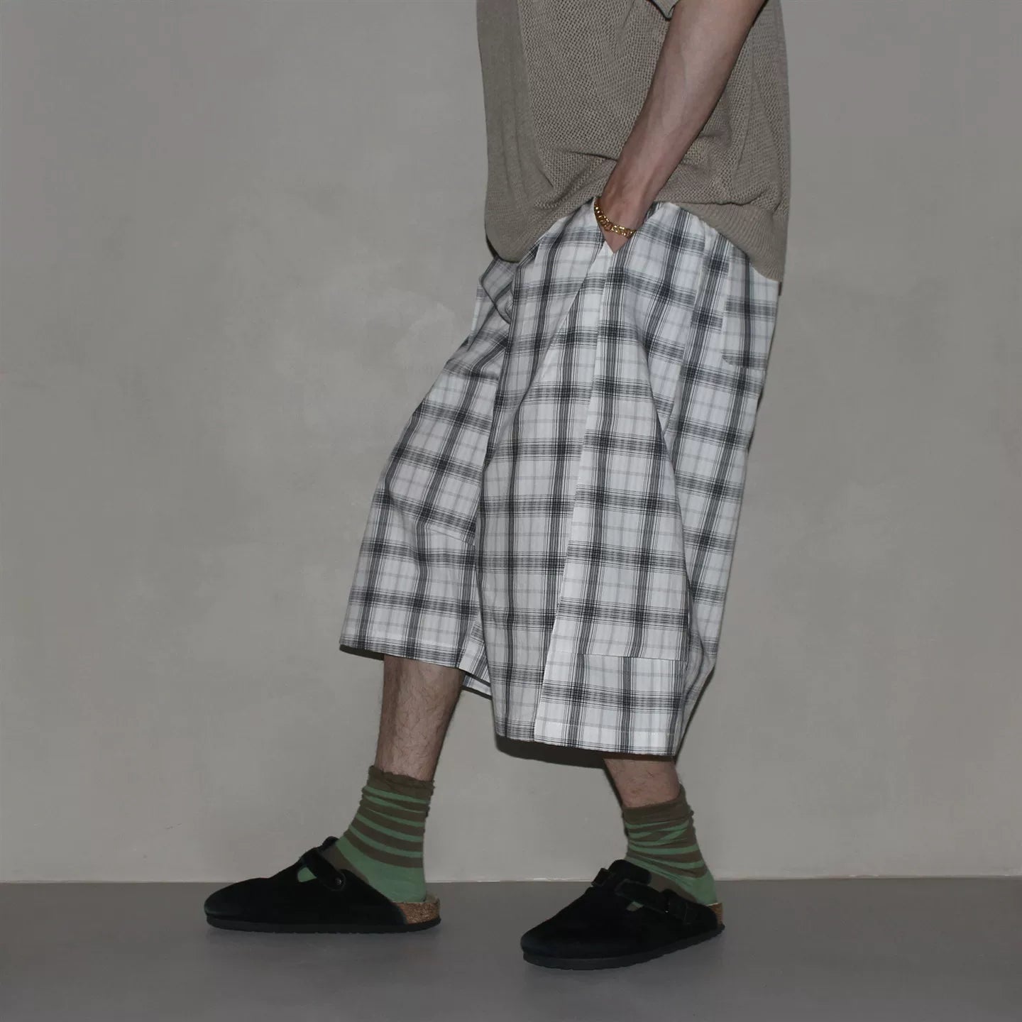 GcBrand Capri Pants SS26 Retro Street Trendy Versatile Shorts Wide Leg cropped Pants