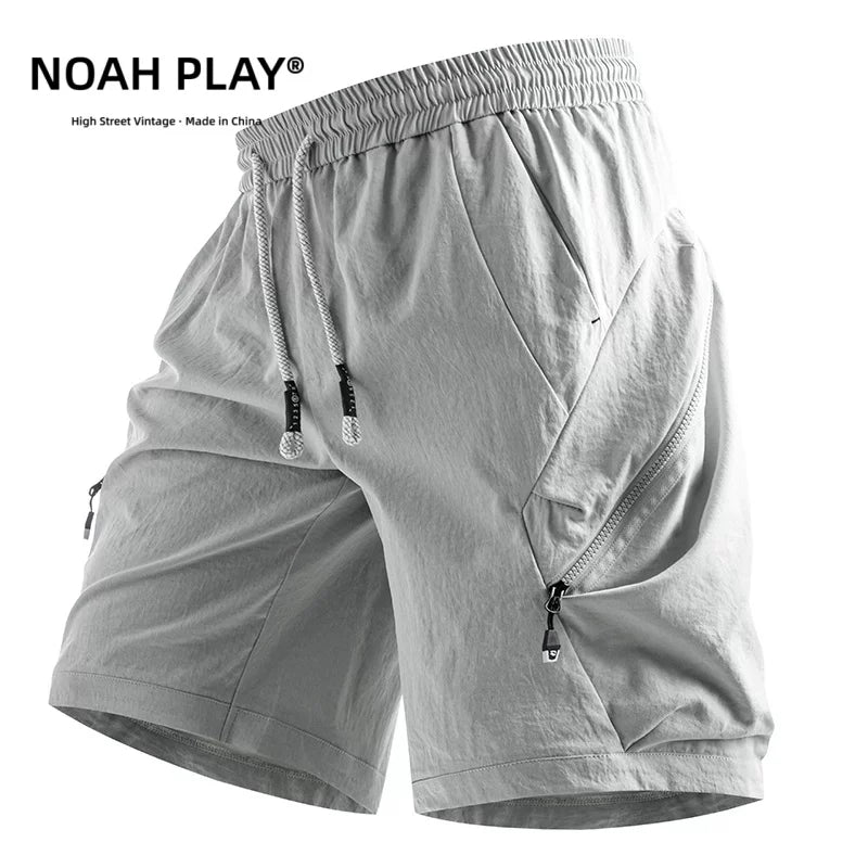 NOAH PLAY functional ice silk shorts for men in summer, thin, quick drying, loose fit, oversized casual workwear, cropped pants
