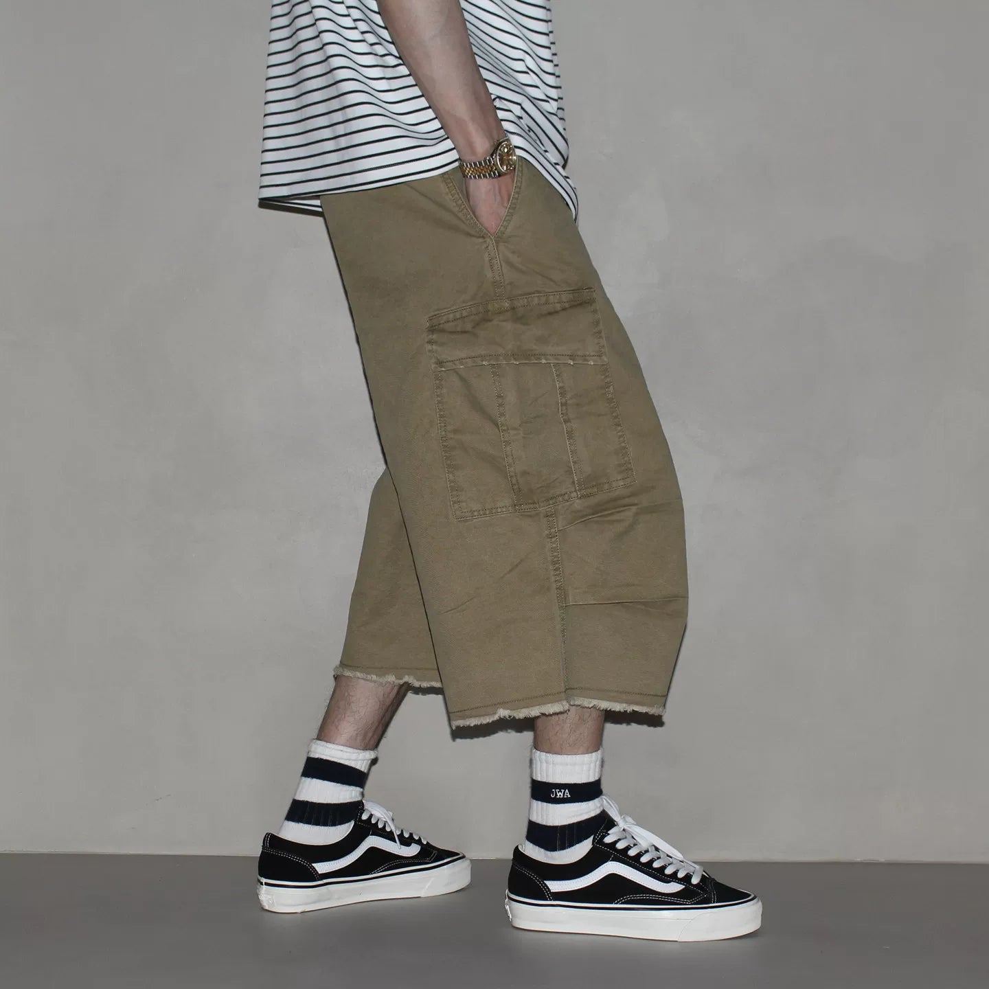 GcBrand Lab SS26 Retro themed elements Japanese casual loose multi pocket workwear men's cropped pants