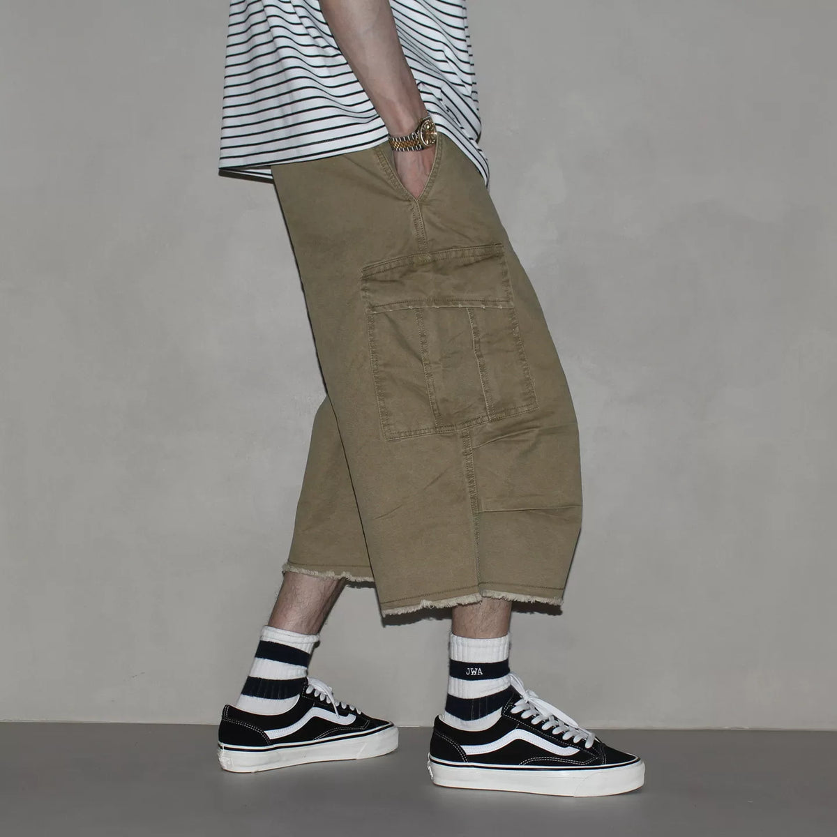 GcBrand Lab SS26 Retro themed elements Japanese casual loose multi pocket workwear men's cropped pants
