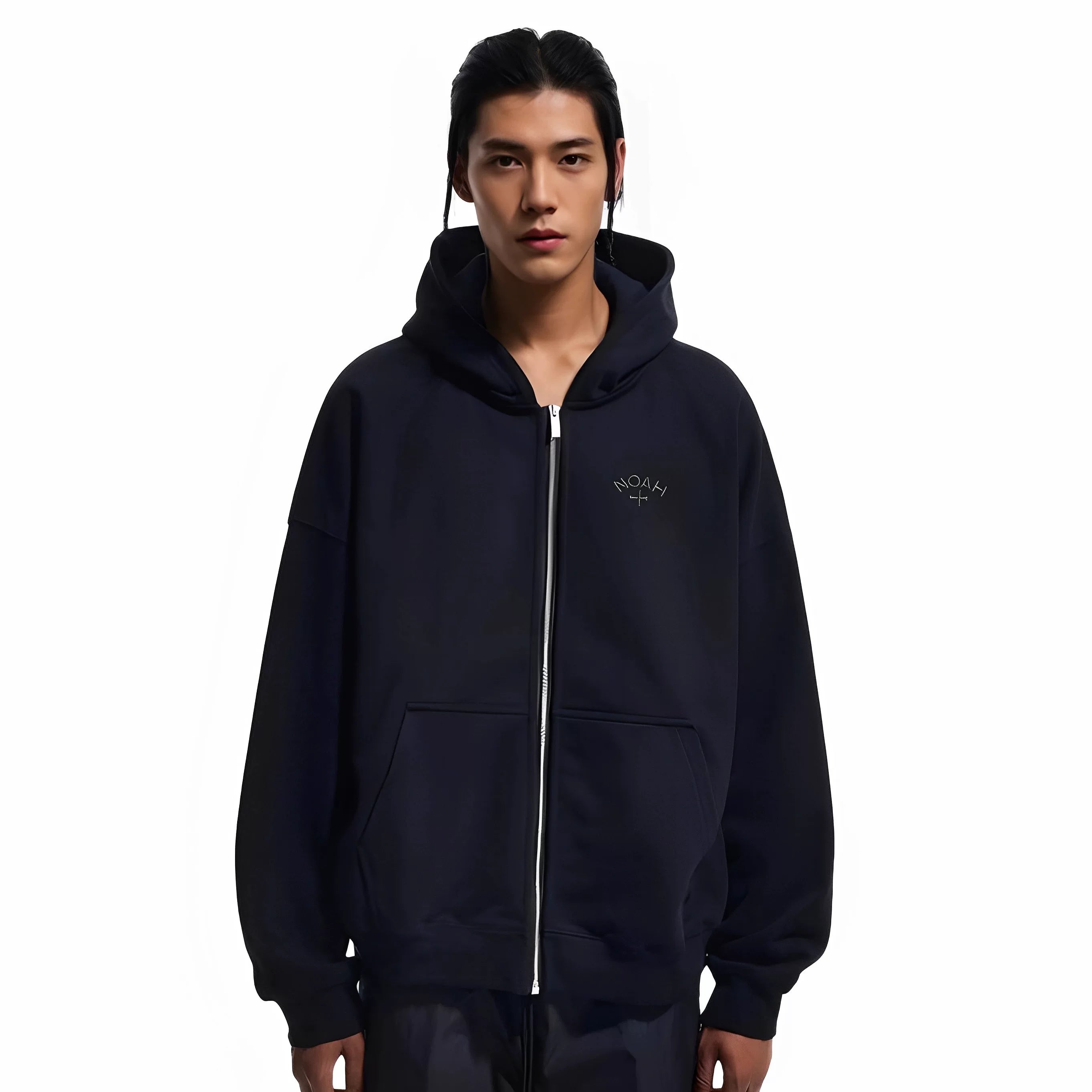 NOAH MARS first generation black soul embroidery small logo cross autumn and winter hooded sweatshirt cardigan trendy zipper jacket