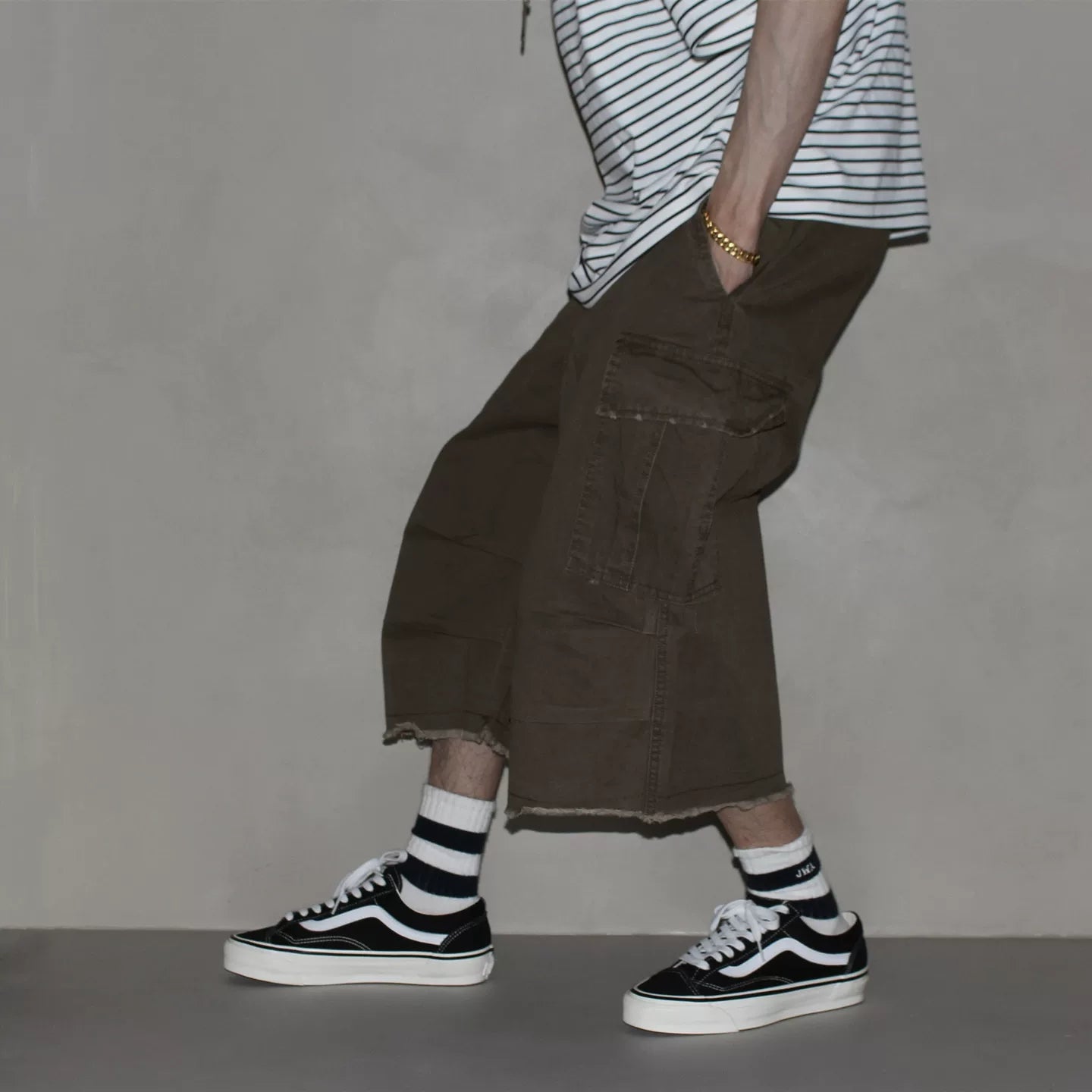GcBrand Lab SS26 Retro themed elements Japanese casual loose multi pocket workwear men's cropped pants