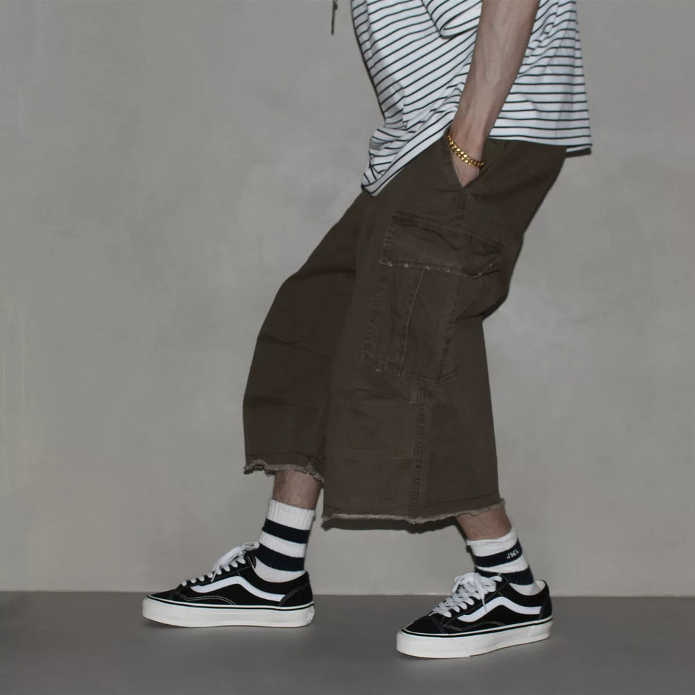 GcBrand Lab SS26 Retro themed elements Japanese casual loose multi pocket workwear men's cropped pants