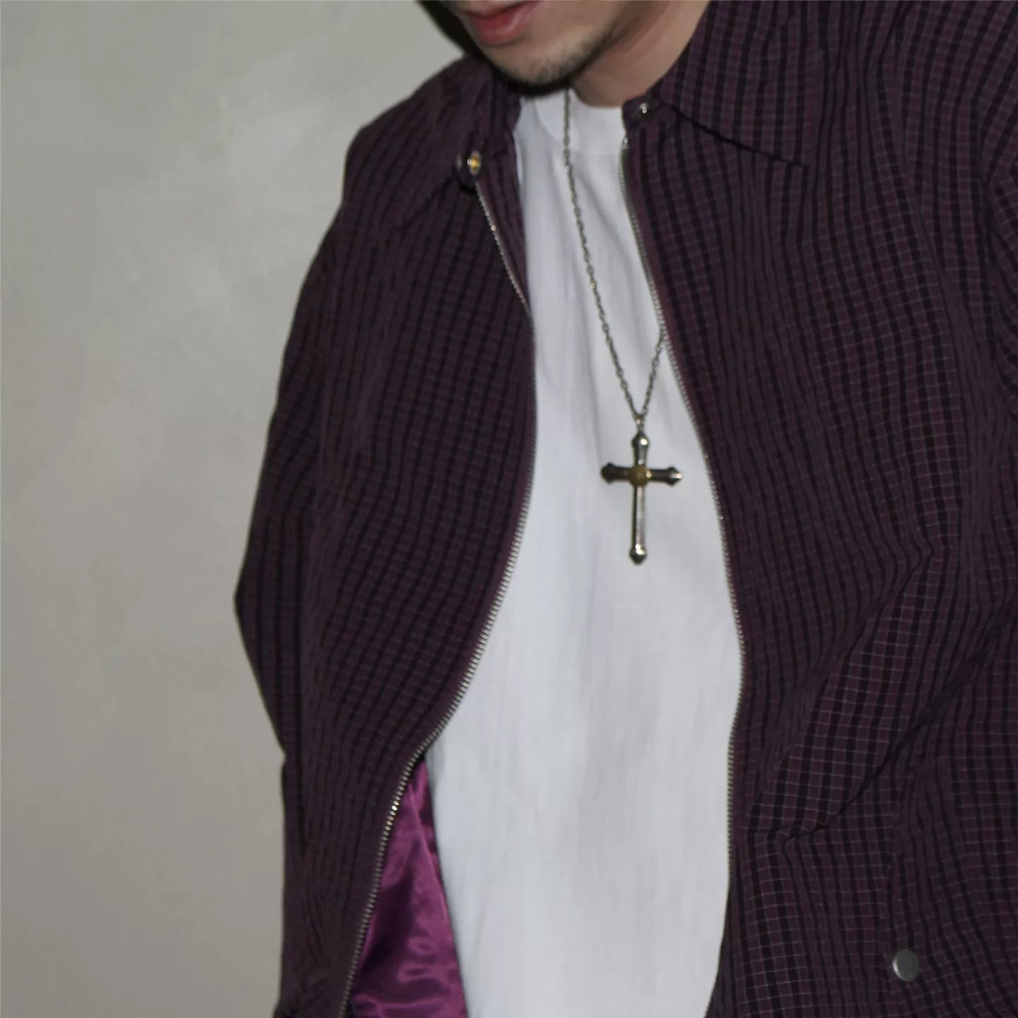 GcBrand Lab Jacket Retro Basic Japanese Simple Casual Collar Jacket Checkered Coat Trendy