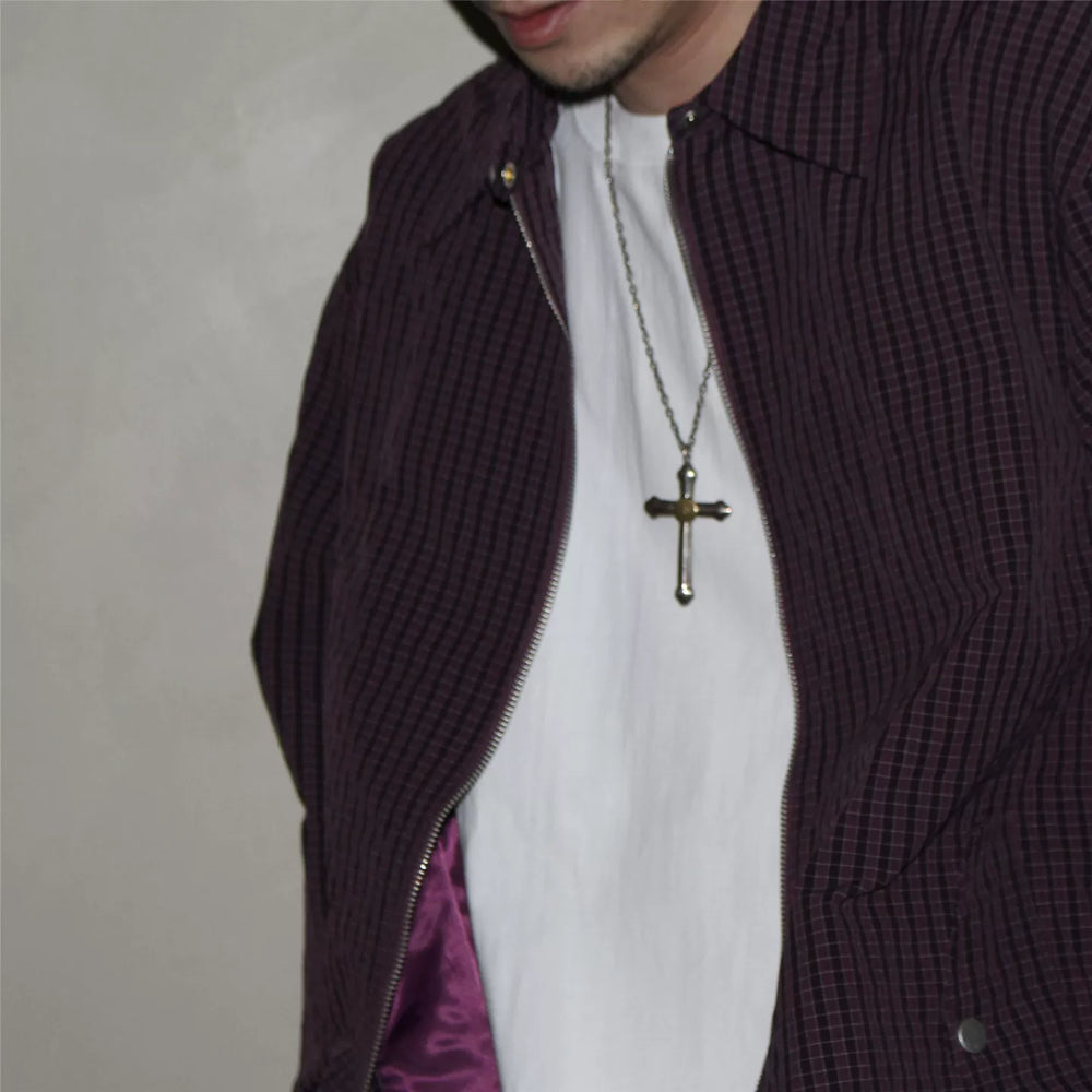 GcBrand Lab Jacket Retro Basic Japanese Simple Casual Collar Jacket Checkered Coat Trendy