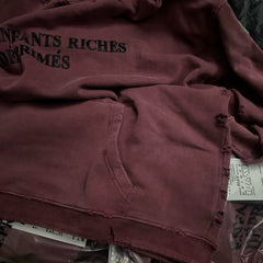 ERD's melancholic wealthy second-generation Vintage Washed Dark Red Hoodie